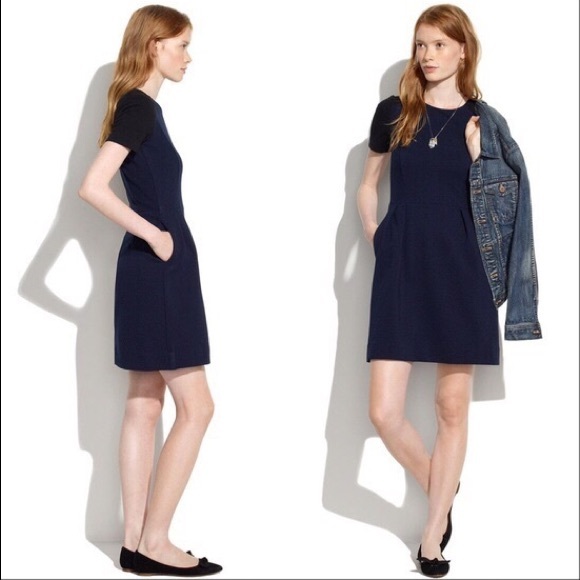 Madewell Colorblock Black Navy Dress - Picture 2 of 8